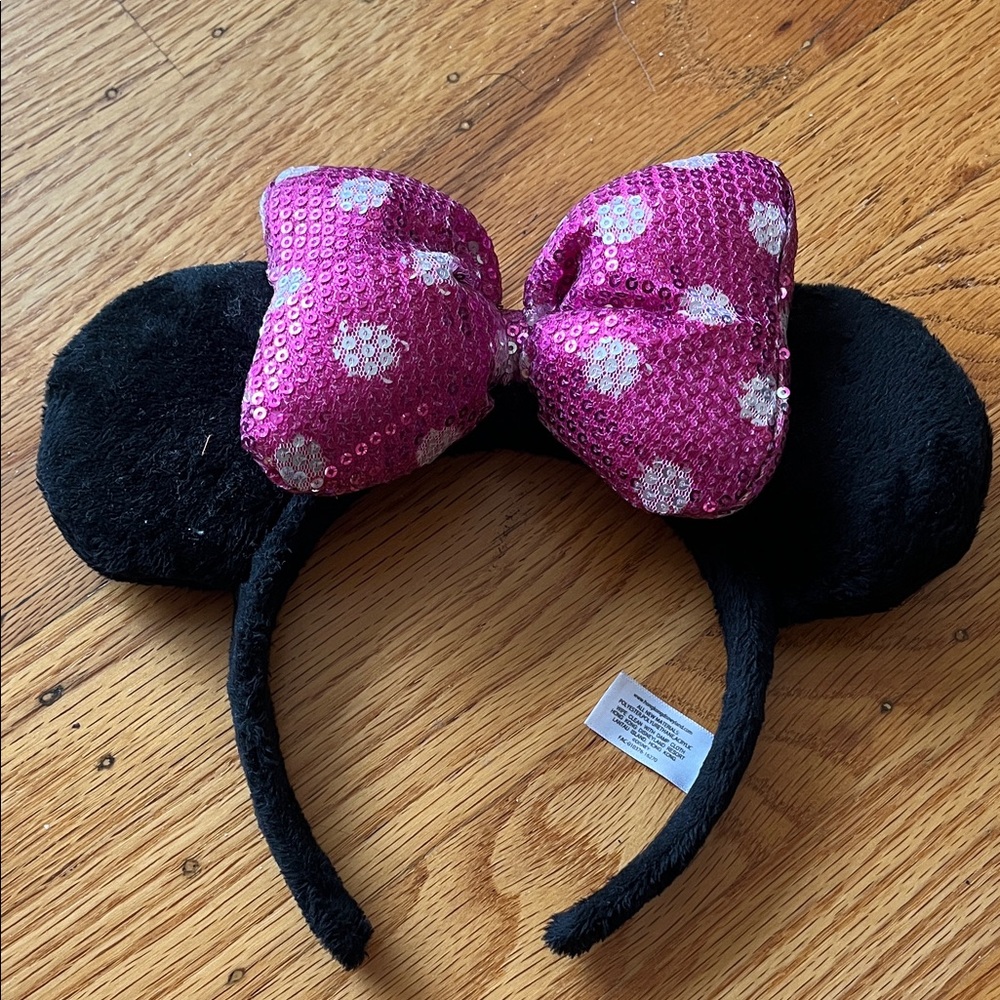 Pink Sequin Bow Minnie Ears
